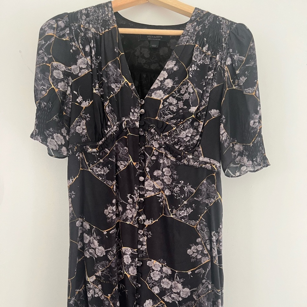 All Saints Silk Floral Patterned Mini dress Size 2